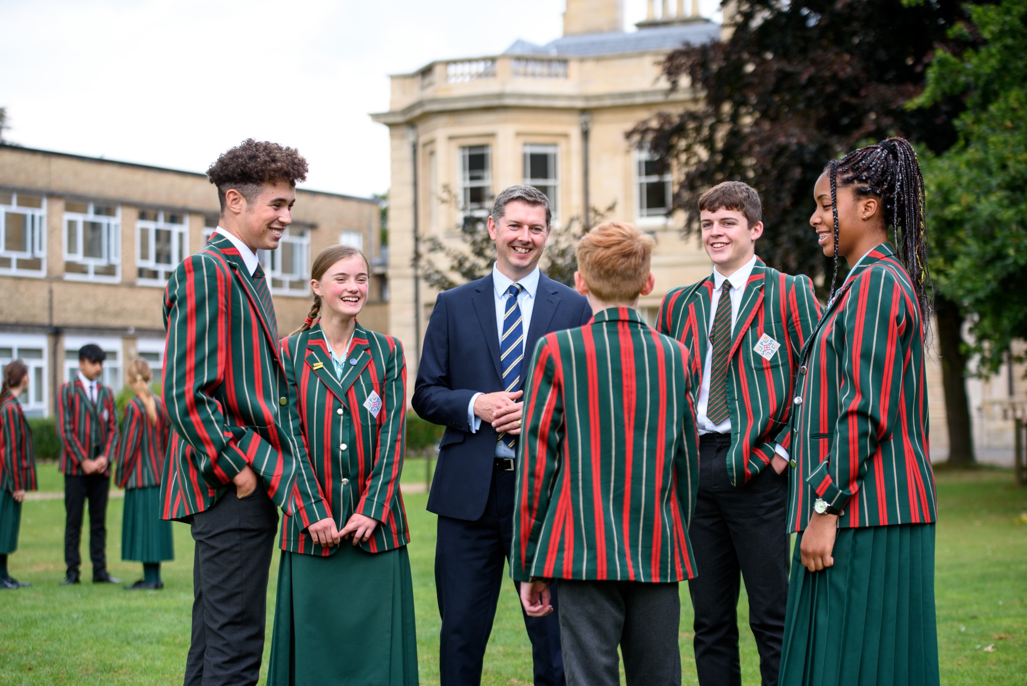 Headmaster with students